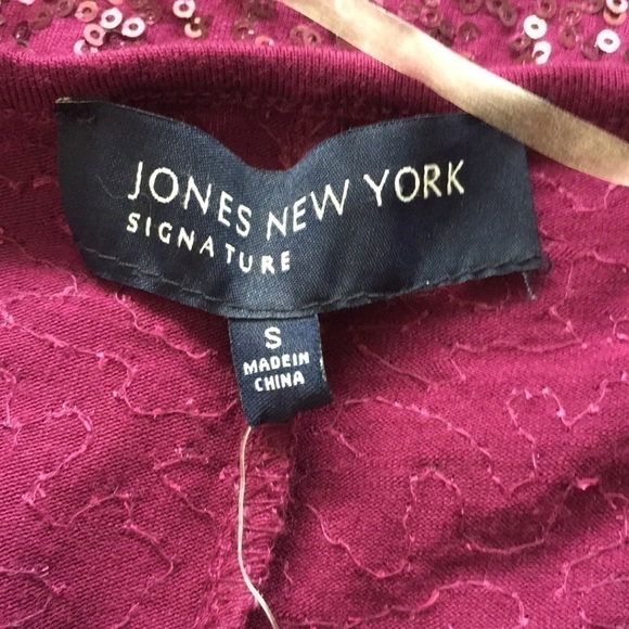 Jones New York Purple Sequined Open Front Cardigan Blouse Small - Picture 6 of 8